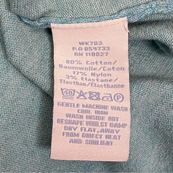 BODEN Cardigan Sweater Half Button Cotton Blend Peplum Pastel Blue Size 10 - Picture 14 of 14